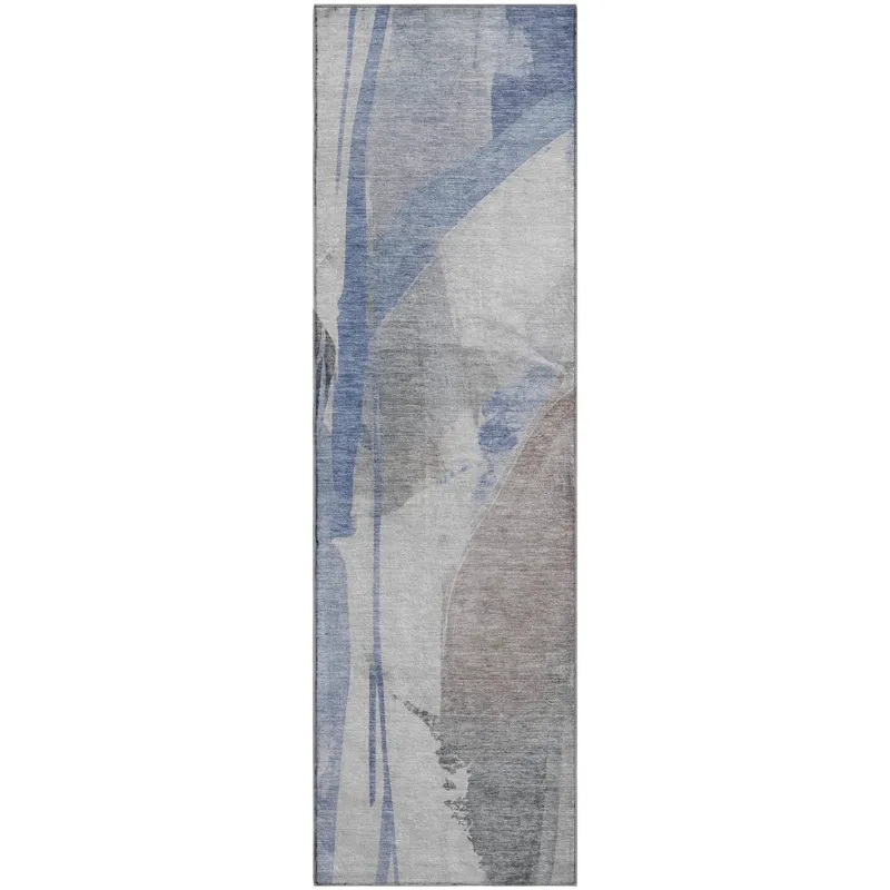 Luxury Washable Indoor/Outdoor Ravenna Denim 2\'3\" x 7\'6\" Runner Rug