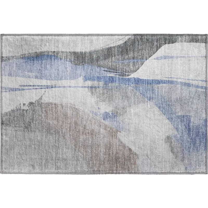 Luxury Washable Indoor/Outdoor Ravenna Denim 1\'8\" x 2\'6\" Rug