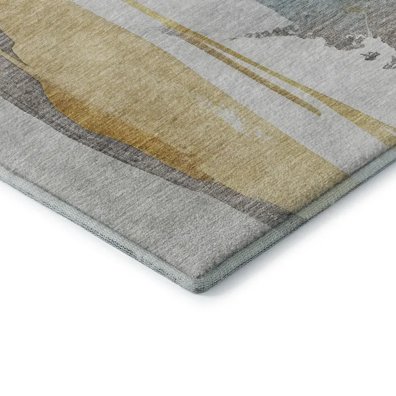 Luxury Washable Indoor/Outdoor Ravenna Gold 2\'6\" x 3\'10\" Rug