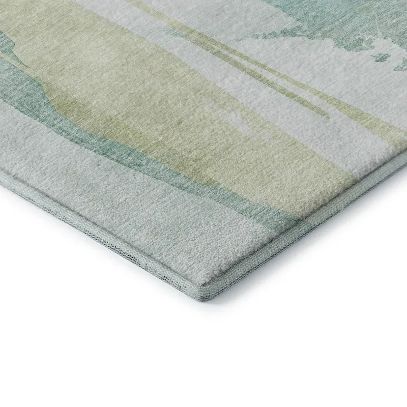 Luxury Washable Indoor/Outdoor Ravenna Teal 1\'8\" x 2\'6\" Rug