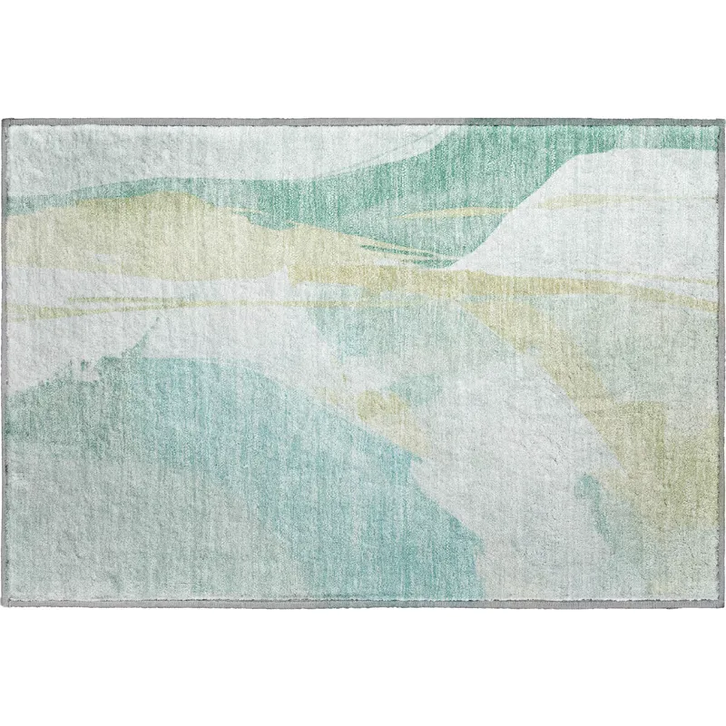 Luxury Washable Indoor/Outdoor Ravenna Teal 1\'8\" x 2\'6\" Rug