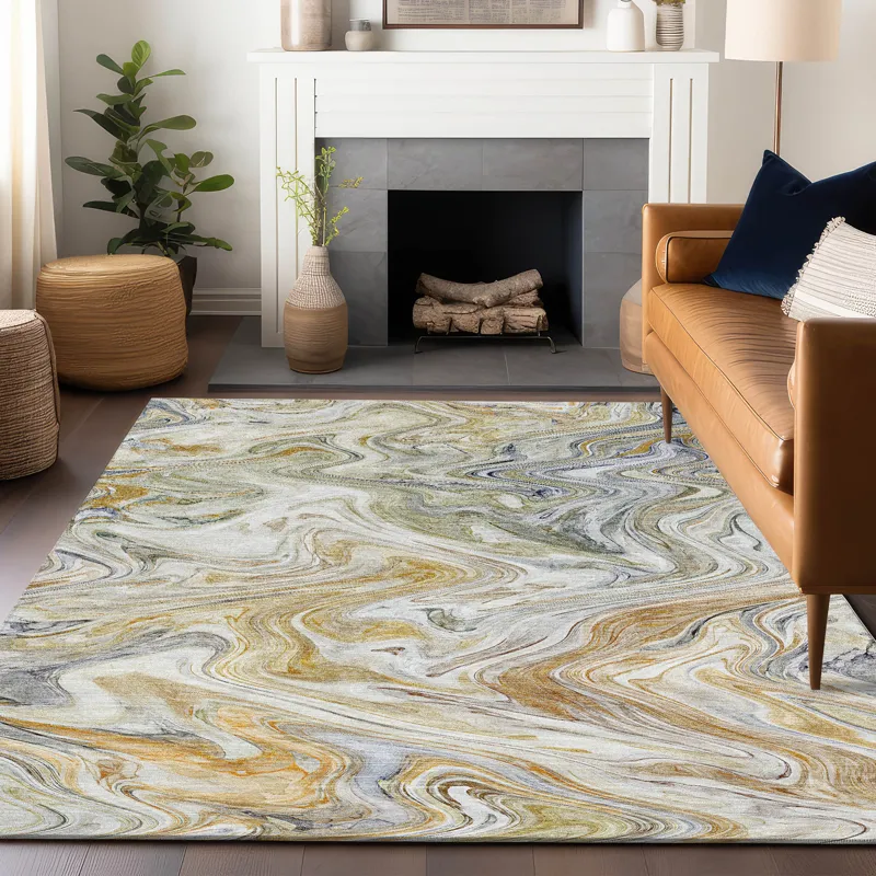 Luxury Washable Indoor/Outdoor Ravenna Linen 5\' x 7\'6\" Rug