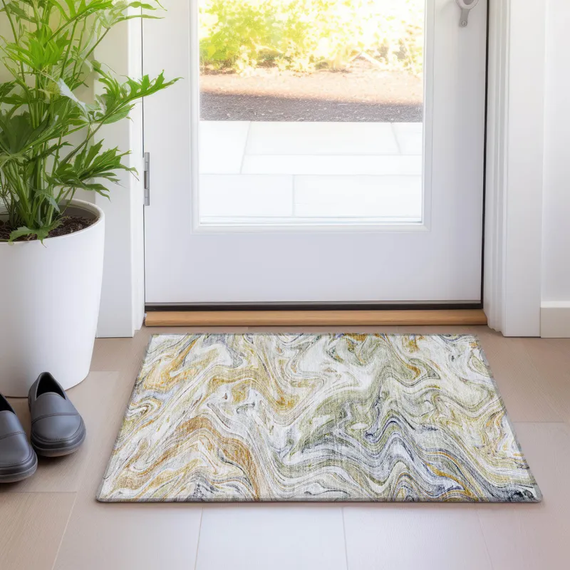 Luxury Washable Indoor/Outdoor Ravenna Linen 1\'8\" x 2\'6\" Rug