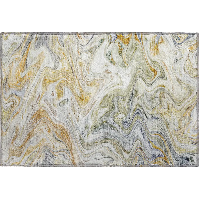 Luxury Washable Indoor/Outdoor Ravenna Linen 1\'8\" x 2\'6\" Rug