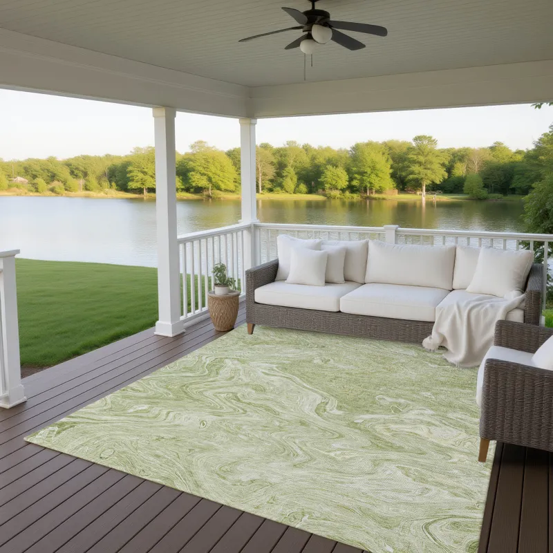Luxury Washable Indoor/Outdoor Ravenna Sage 10\' x 14\' Rug