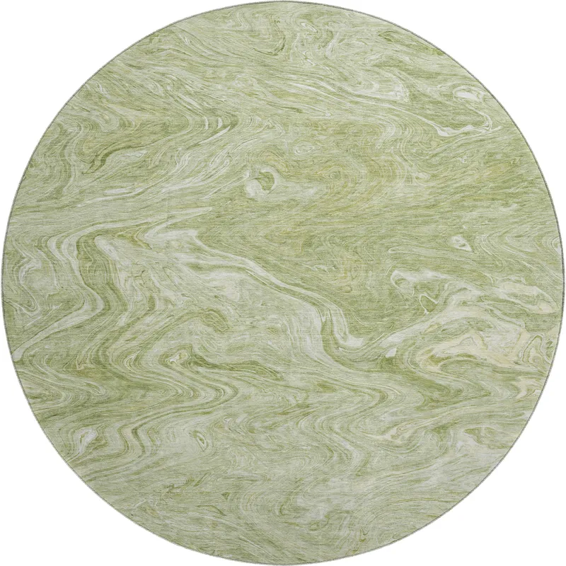 Luxury Washable Indoor/Outdoor Ravenna Sage 8\' x 8\' Round Rug