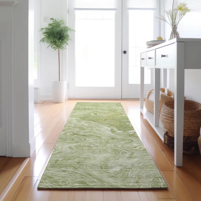 Luxury Washable Indoor/Outdoor Ravenna Sage 2\'3\" x 7\'6\" Runner Rug