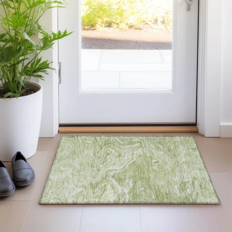 Luxury Washable Indoor/Outdoor Ravenna Sage 1\'8\" x 2\'6\" Rug