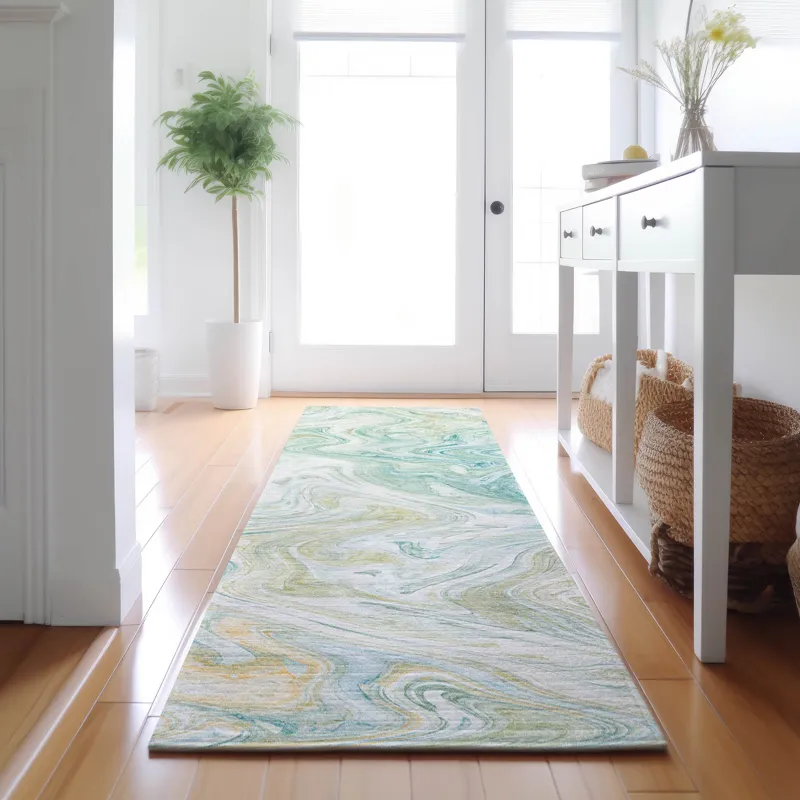 Luxury Washable Indoor/Outdoor Ravenna Sky 2\'3\" x 7\'6\" Runner Rug