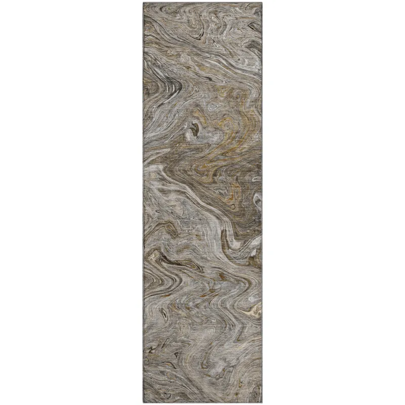 Luxury Washable Indoor/Outdoor Ravenna Taupe 2\'3\" x 7\'6\" Runner Rug