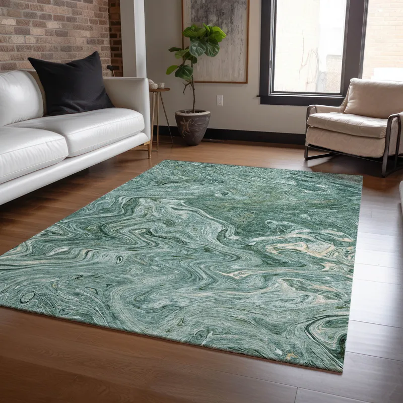 Luxury Washable Indoor/Outdoor Ravenna Teal 9\' x 12\' Rug
