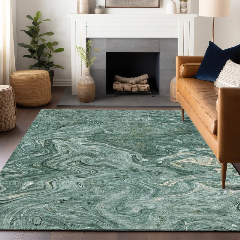 Luxury Washable Indoor/Outdoor Ravenna Teal 9\' x 12\' Rug