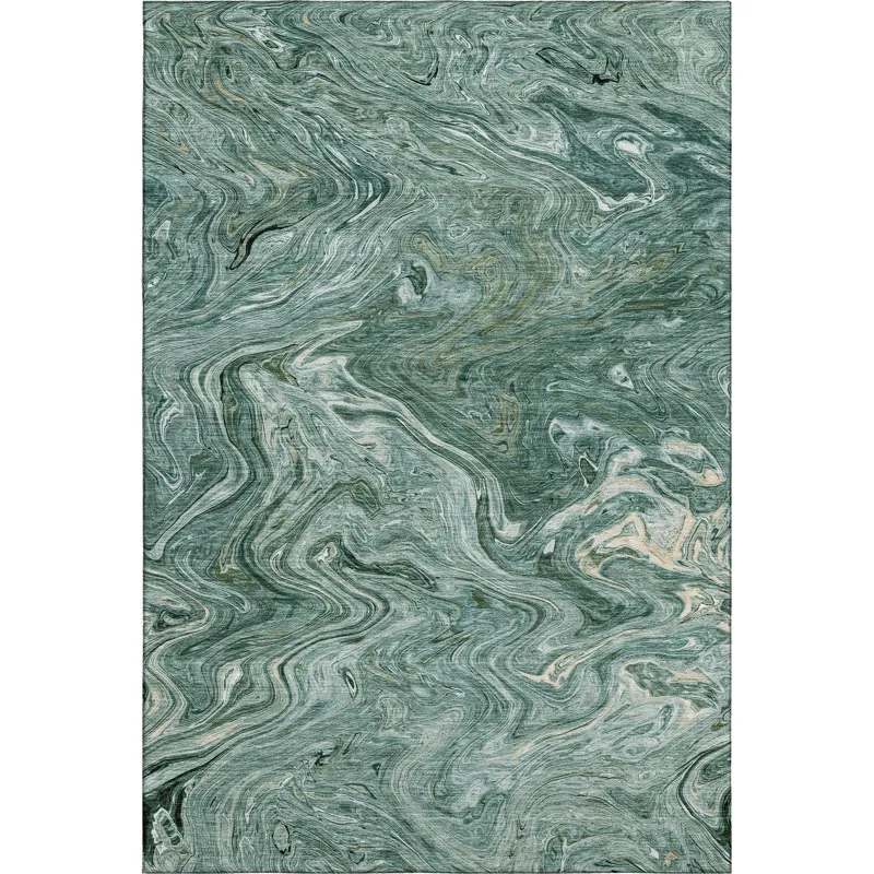 Luxury Washable Indoor/Outdoor Ravenna Teal 9\' x 12\' Rug