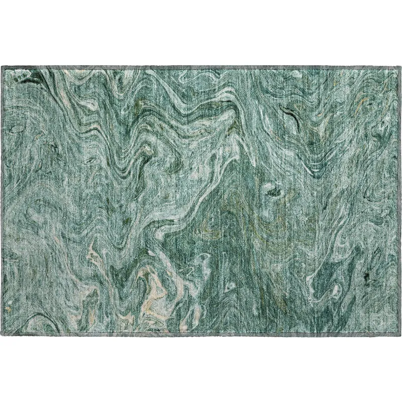 Luxury Washable Indoor/Outdoor Ravenna Teal 1\'8\" x 2\'6\" Rug