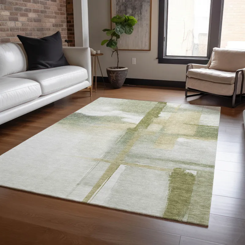 Luxury Washable Indoor/Outdoor Ravenna Aloe 2\'6\" x 3\'10\" Rug