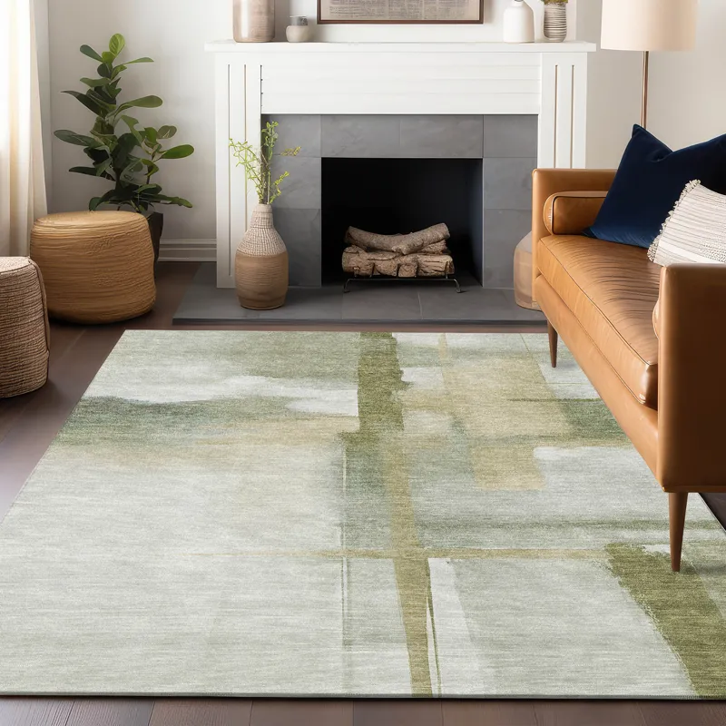 Luxury Washable Indoor/Outdoor Ravenna Aloe 2\'6\" x 3\'10\" Rug