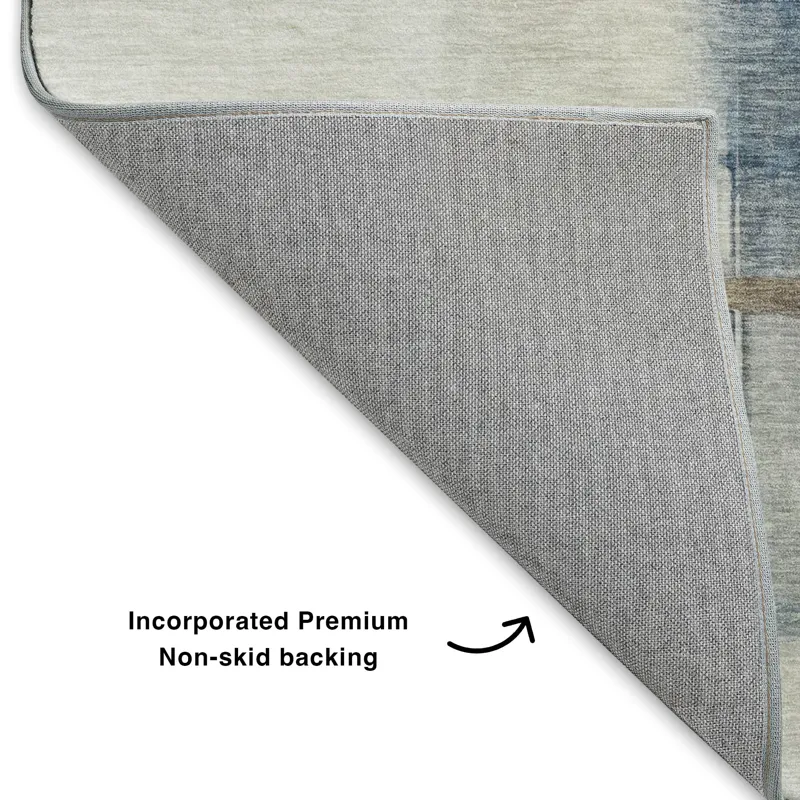 Luxury Washable Indoor/Outdoor Ravenna Blue 2\'3\" x 7\'6\" Runner Rug