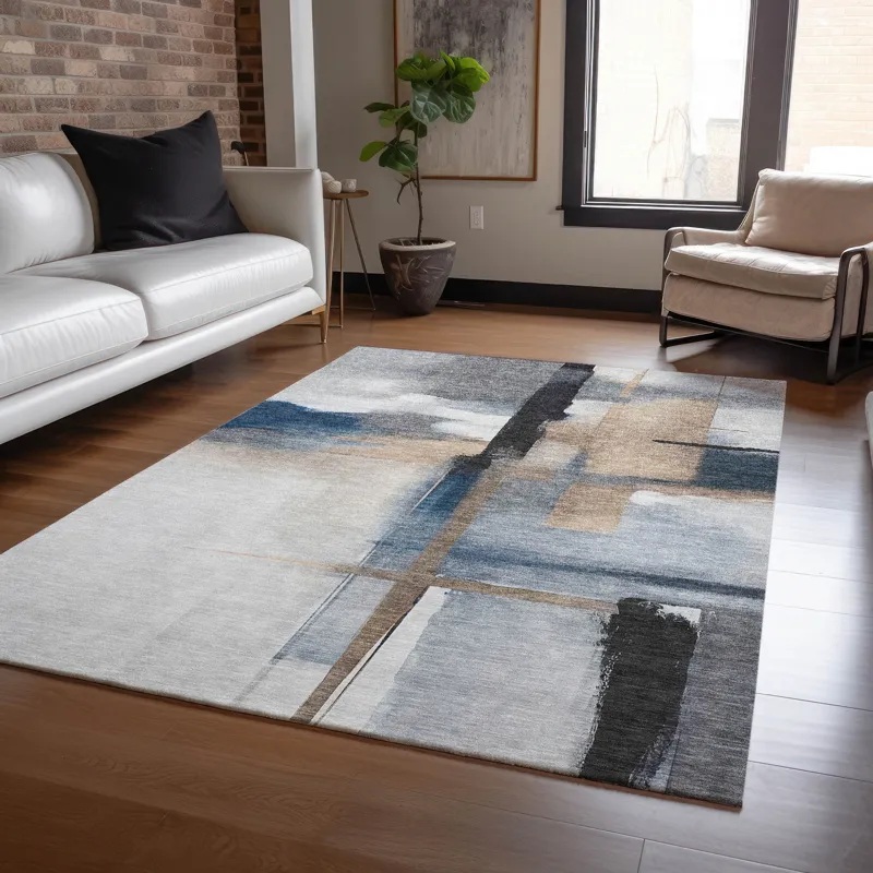 Luxury Washable Indoor/Outdoor Ravenna Blue 9\' x 12\' Rug
