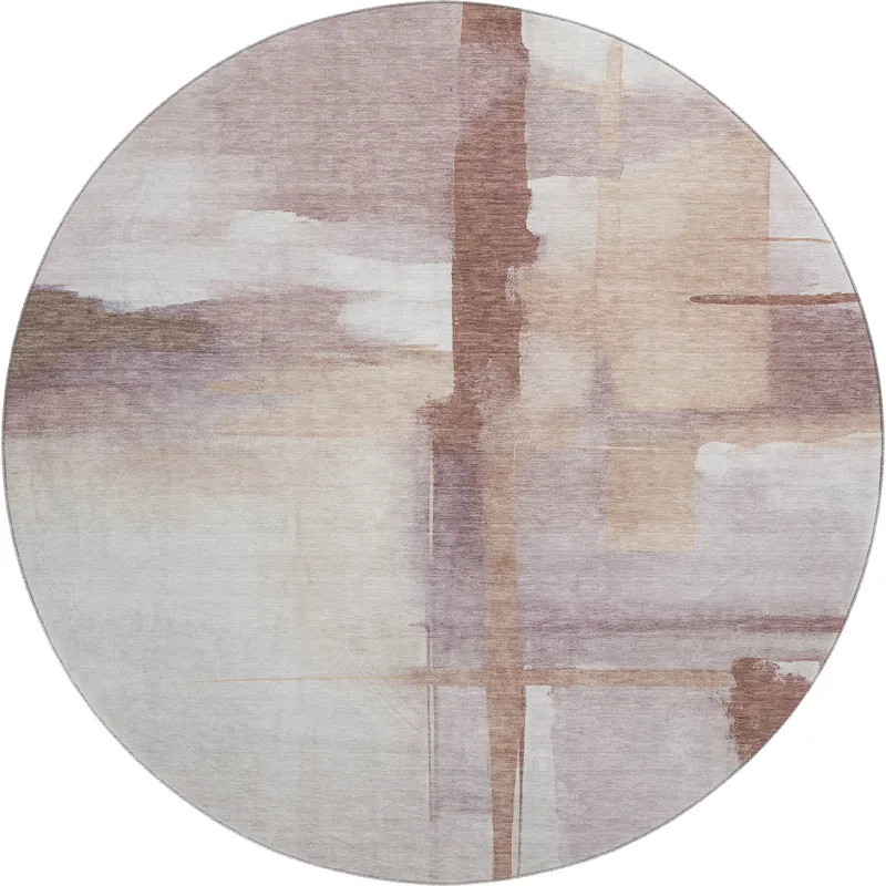 Luxury Washable Indoor/Outdoor Ravenna Blush 8\' x 8\' Round Rug
