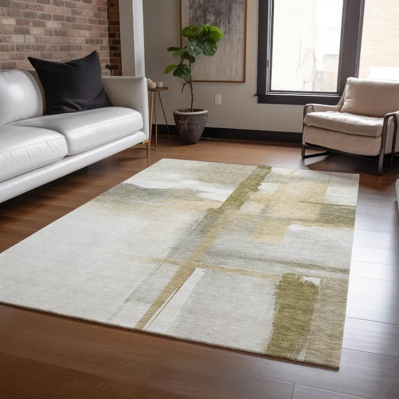 Luxury Washable Indoor/Outdoor Ravenna Putty 3\' x 5\' Rug