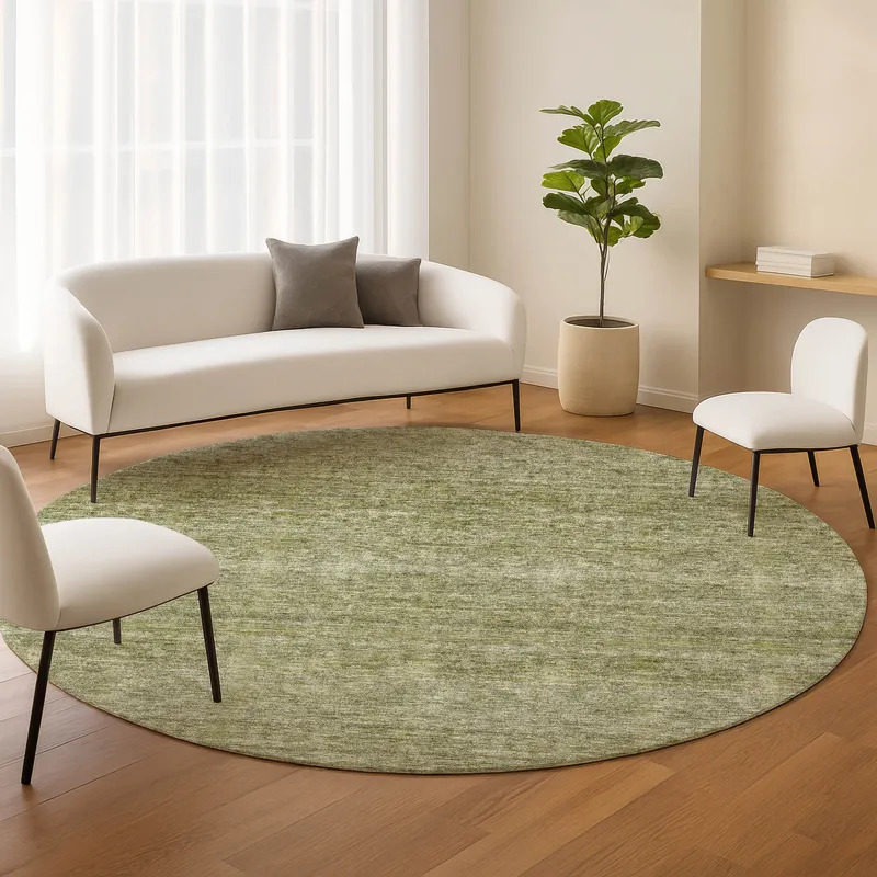 Luxury Washable Indoor/Outdoor Soft Essentials Aloe 8\' x 8\' Round Rug