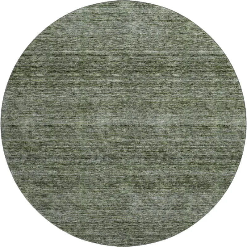 Luxury Washable Indoor/Outdoor Soft Essentials Basil 8\' x 8\' Round Rug