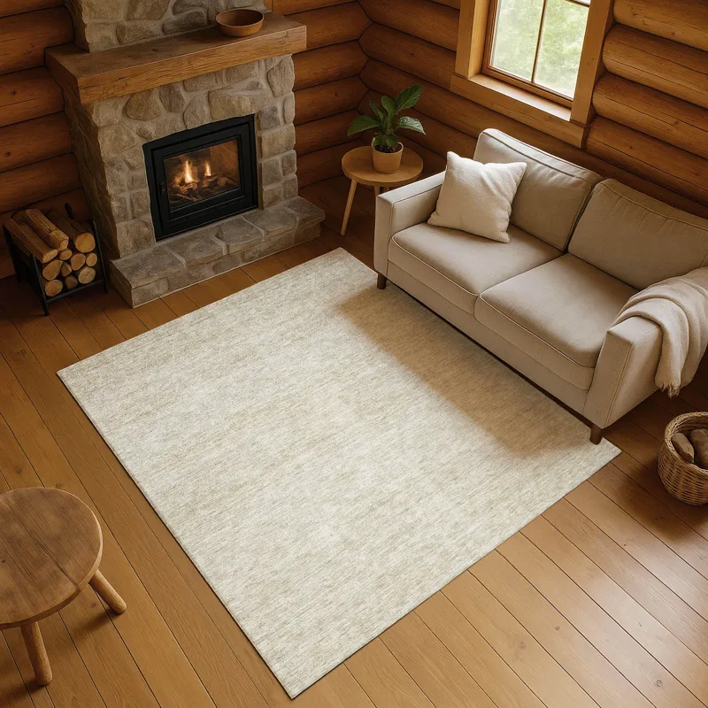 Luxury Washable Indoor/Outdoor Soft Essentials Beige 3\' x 5\' Rug