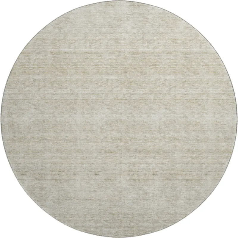 Luxury Washable Indoor/Outdoor Soft Essentials Beige 8\' x 8\' Round Rug