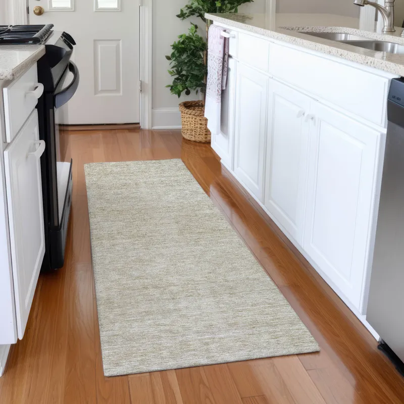Luxury Washable Indoor/Outdoor Soft Essentials Beige 2\'3\" x 7\'6\" Runner Rug