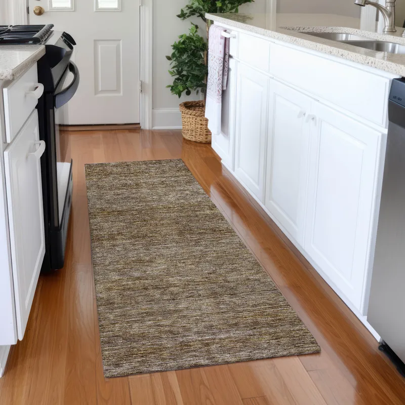 Luxury Washable Indoor/Outdoor Soft Essentials Brown 2\'3\" x 7\'6\" Runner Rug