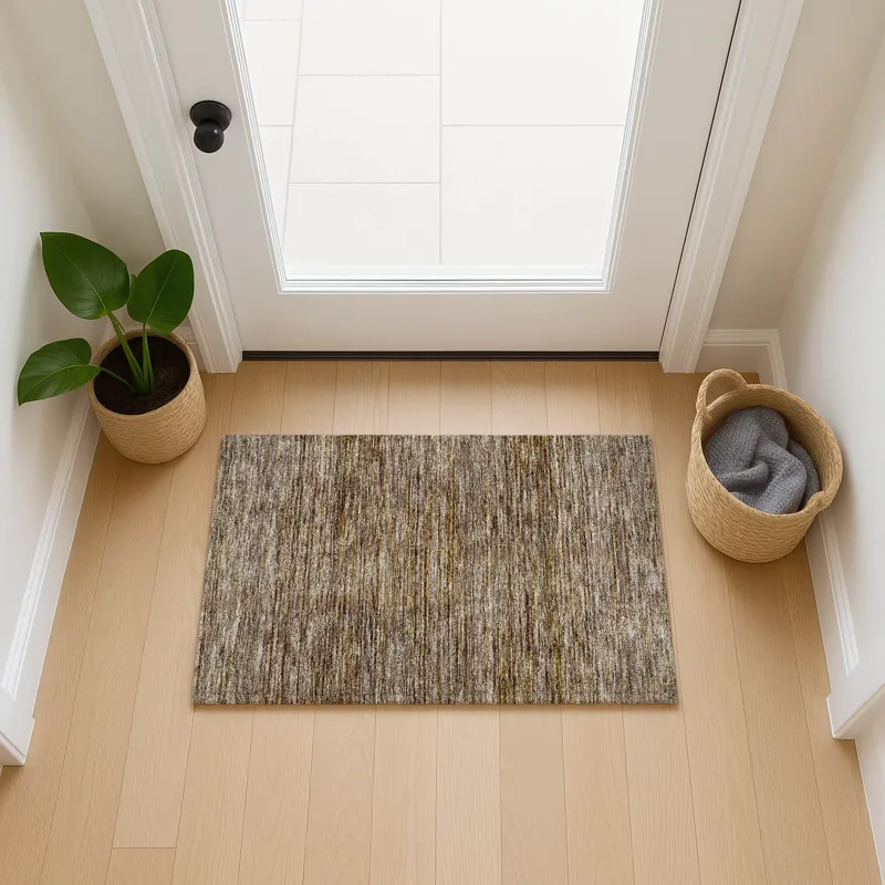 Luxury Washable Indoor/Outdoor Soft Essentials Brown 1\'8\" x 2\'6\" Rug