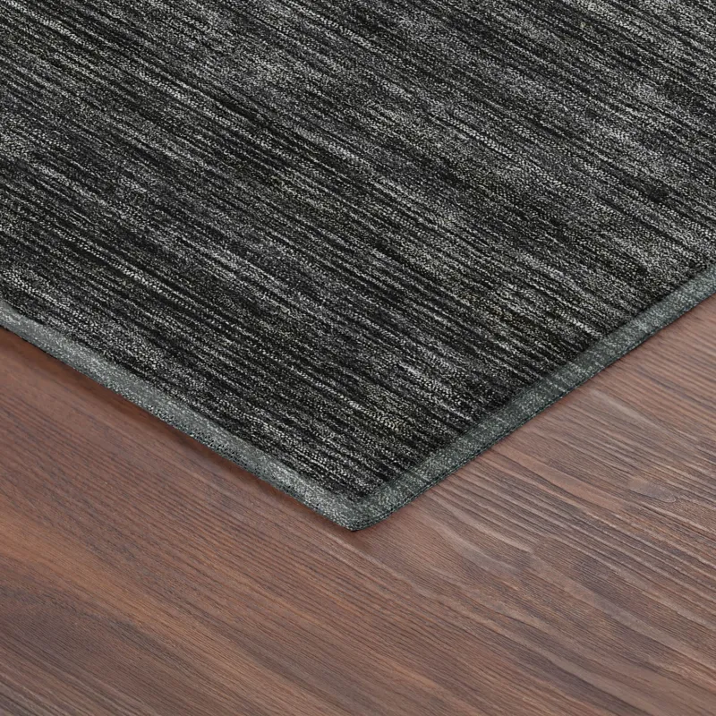 Luxury Washable Indoor/Outdoor Soft Essentials Charcoal 5\' x 7\'6\" Rug