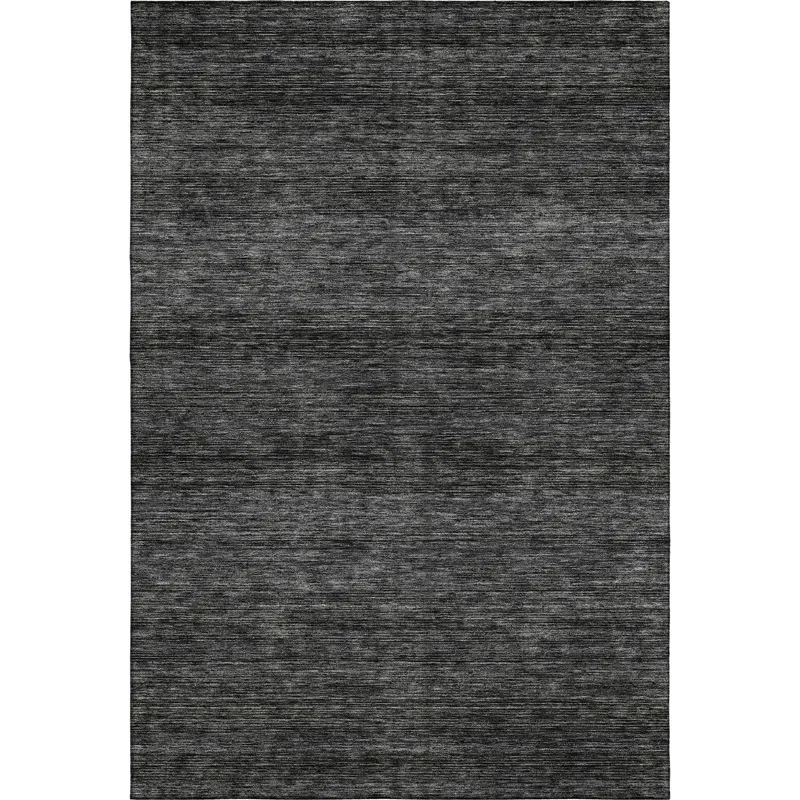 Luxury Washable Indoor/Outdoor Soft Essentials Charcoal 5\' x 7\'6\" Rug