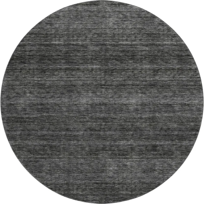 Luxury Washable Indoor/Outdoor Soft Essentials Charcoal 8\' x 8\' Round Rug