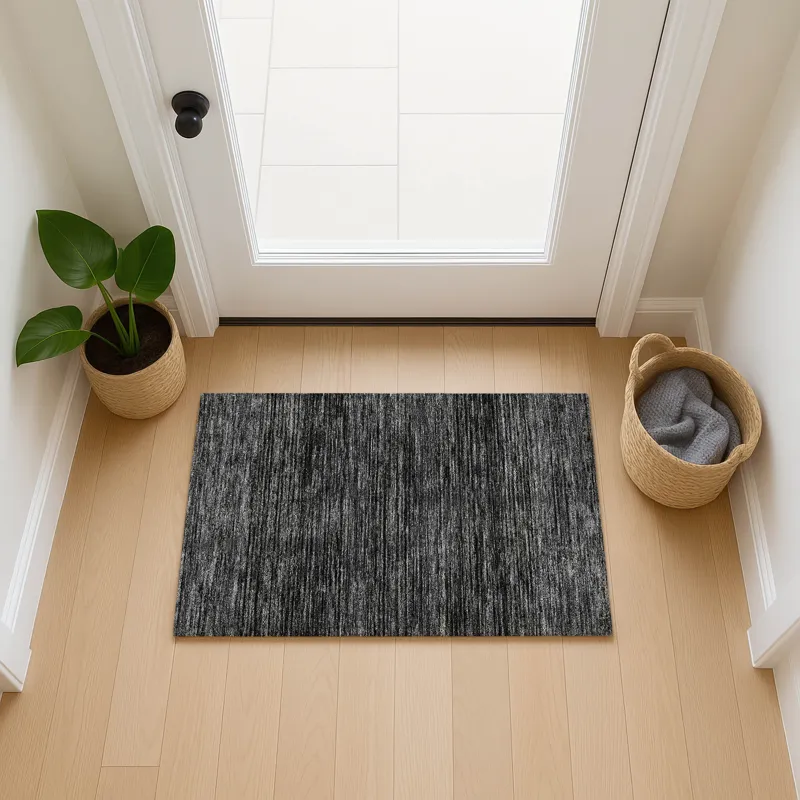 Luxury Washable Indoor/Outdoor Soft Essentials Charcoal 1\'8\" x 2\'6\" Rug