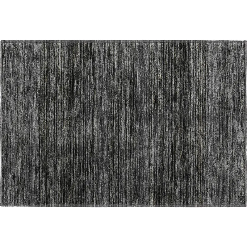 Luxury Washable Indoor/Outdoor Soft Essentials Charcoal 1\'8\" x 2\'6\" Rug