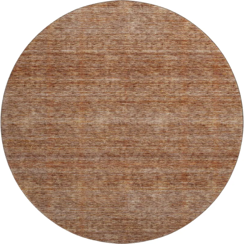 Luxury Washable Indoor/Outdoor Soft Essentials Copper 8\' x 8\' Round Rug