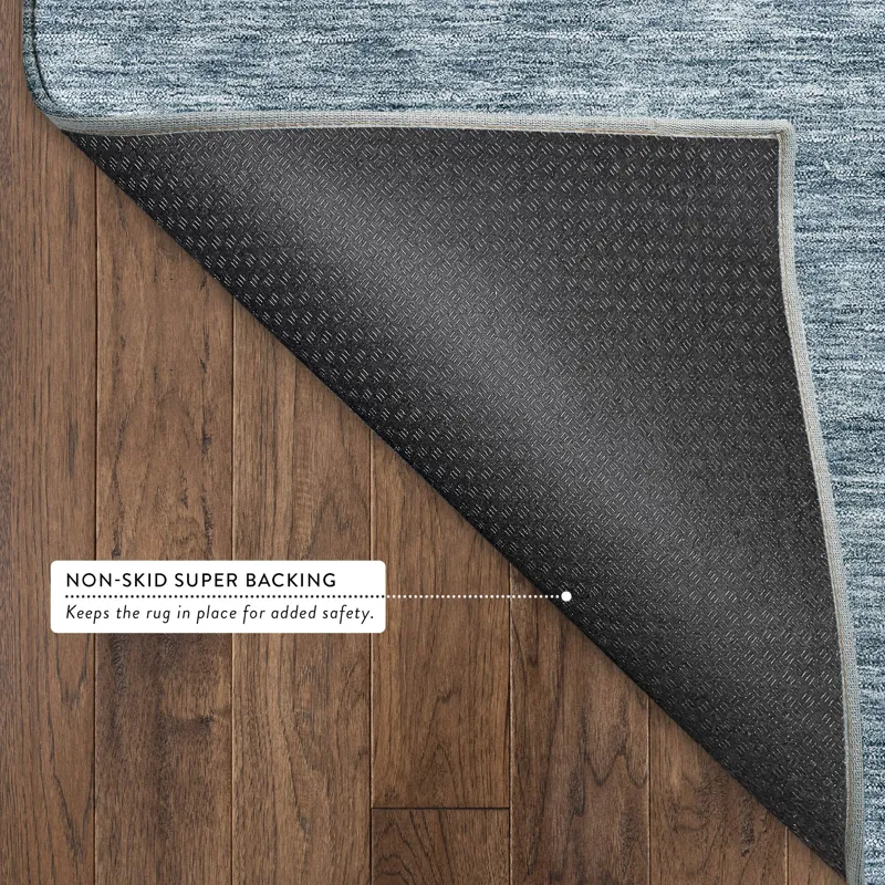 Luxury Washable Indoor/Outdoor Soft Essentials Denim 2\'3\" x 7\'6\" Runner Rug