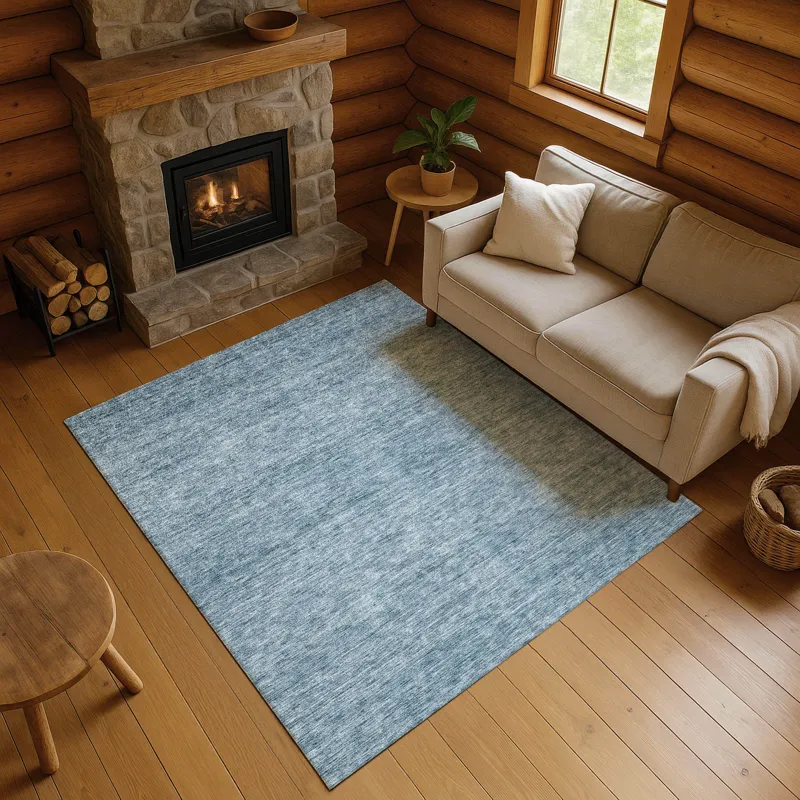 Luxury Washable Indoor/Outdoor Soft Essentials Denim 9\' x 12\' Rug