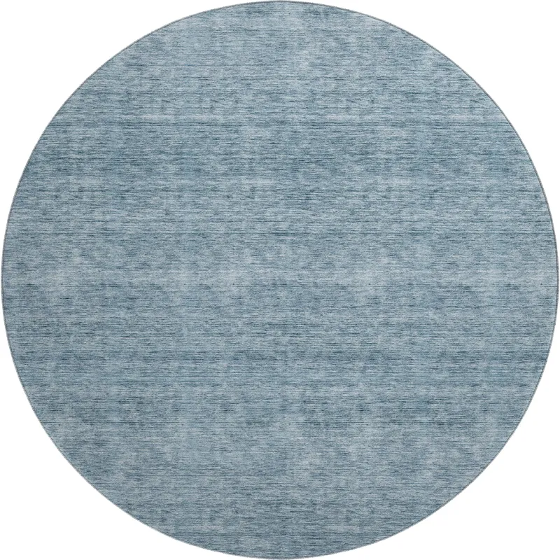 Luxury Washable Indoor/Outdoor Soft Essentials Denim 8\' x 8\' Round Rug