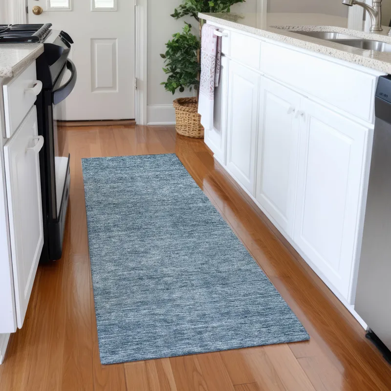 Luxury Washable Indoor/Outdoor Soft Essentials Denim 2\'3\" x 7\'6\" Runner Rug