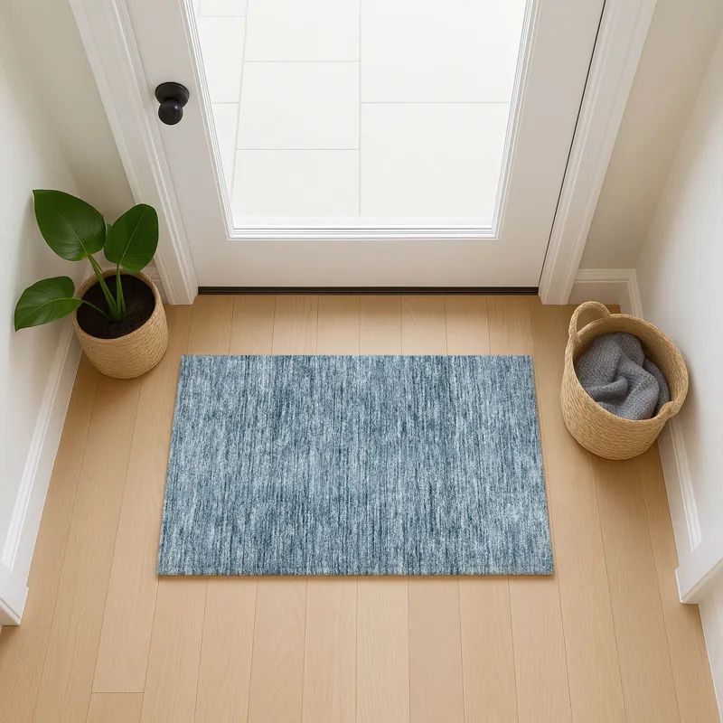 Luxury Washable Indoor/Outdoor Soft Essentials Denim 1\'8\" x 2\'6\" Rug