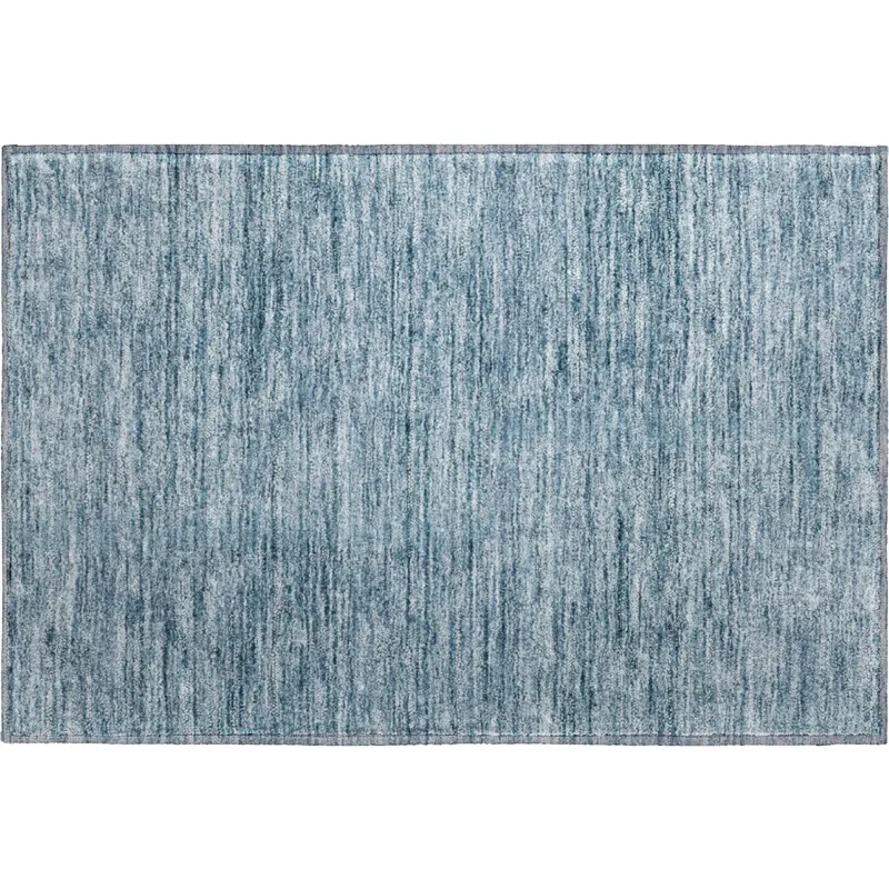 Luxury Washable Indoor/Outdoor Soft Essentials Denim 1\'8\" x 2\'6\" Rug