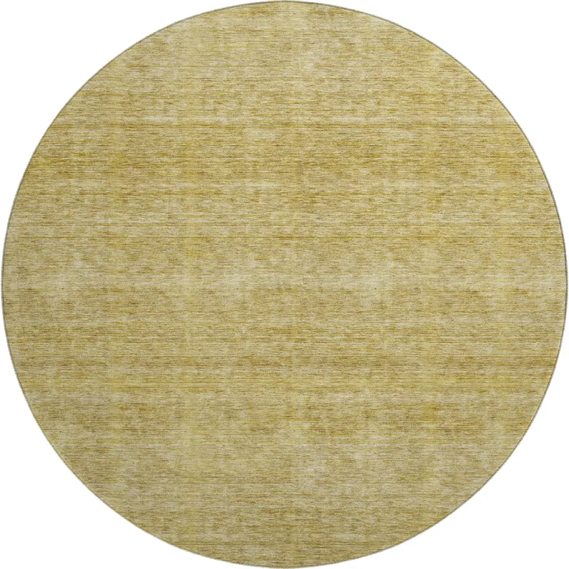 Luxury Washable Indoor/Outdoor Soft Essentials Gold 8\' x 8\' Round Rug