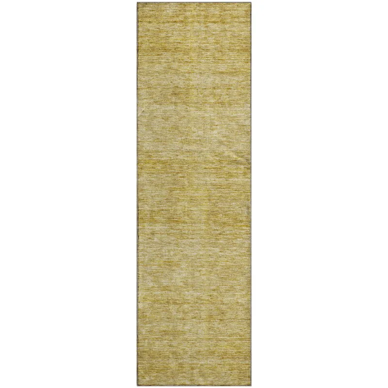 Luxury Washable Indoor/Outdoor Soft Essentials Gold 2\'3\" x 7\'6\" Runner Rug