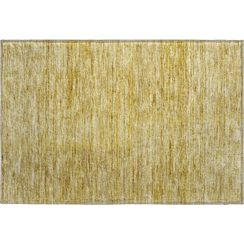 Luxury Washable Indoor/Outdoor Soft Essentials Gold 1\'8\" x 2\'6\" Rug