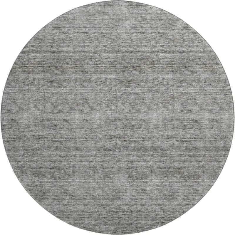 Luxury Washable Indoor/Outdoor Soft Essentials Gray 8\' x 8\' Round Rug