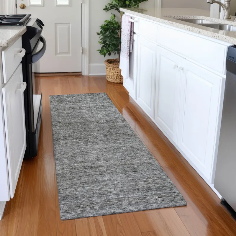 Luxury Washable Indoor/Outdoor Soft Essentials Gray 2\'3\" x 7\'6\" Runner Rug