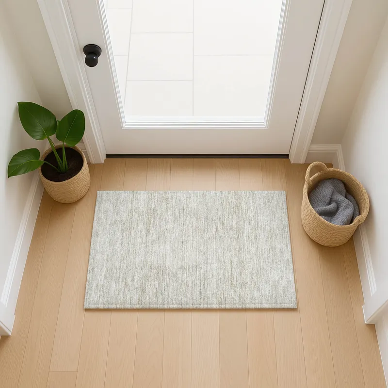 Luxury Washable Indoor/Outdoor Soft Essentials Ivory 1\'8\" x 2\'6\" Rug