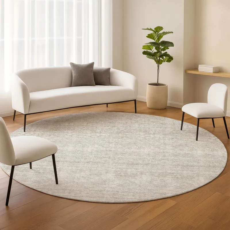 Luxury Washable Indoor/Outdoor Soft Essentials Linen 8\' x 8\' Round Rug